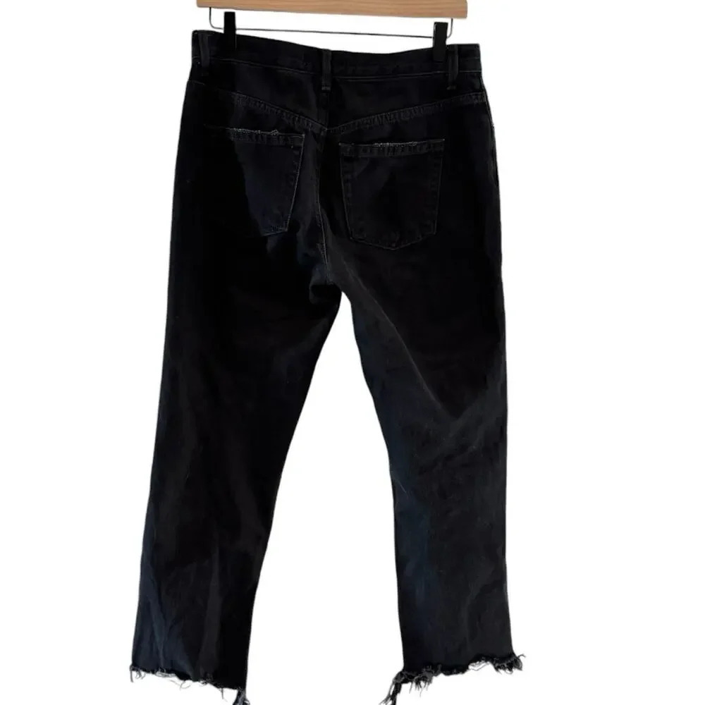 We The Free Maggie Jeans Womens 28 Black Distressed Straight Leg Denim Grunge - Picture 2 of 7